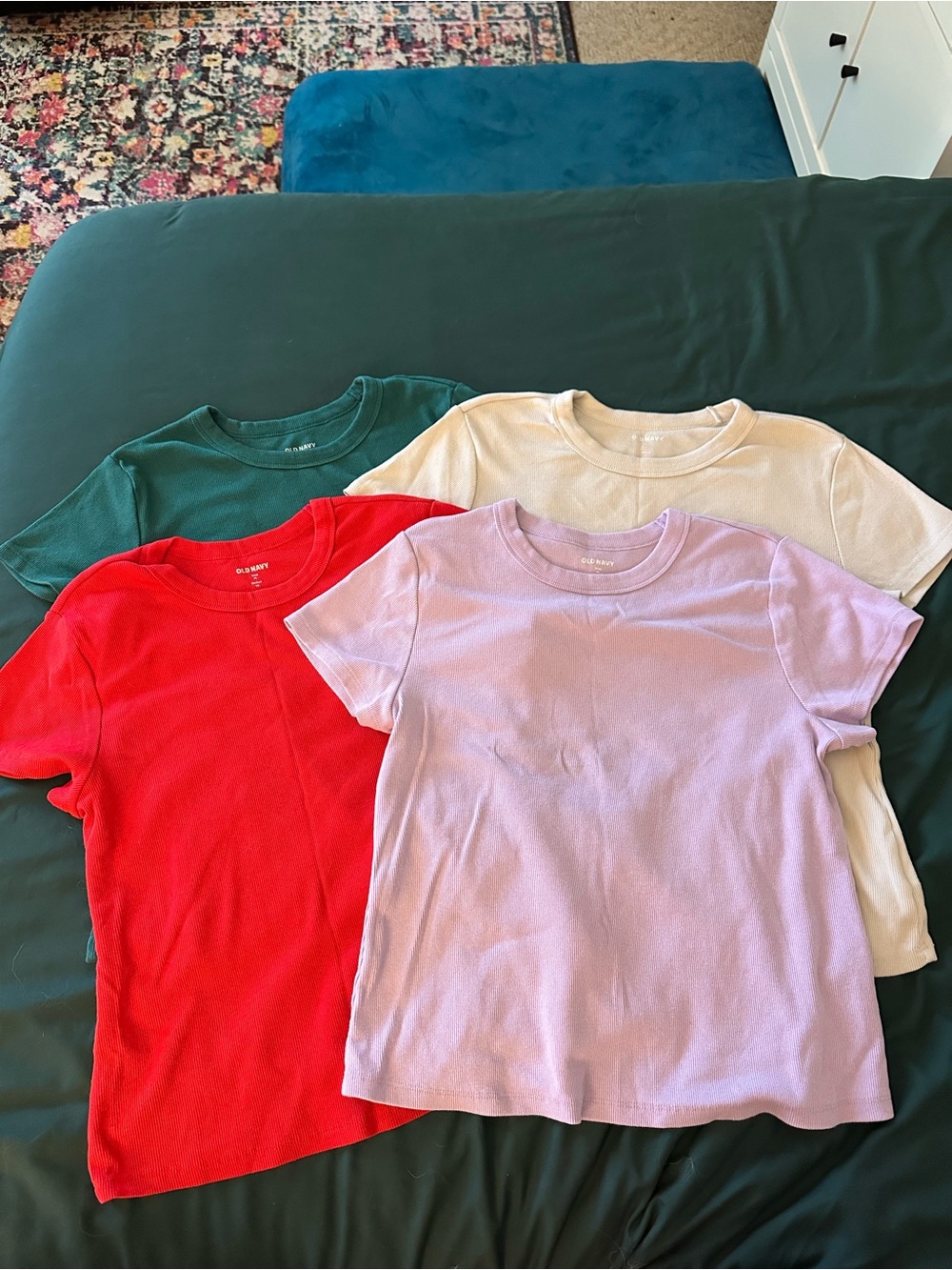Women’s Ribbed Crewneck T-Shirt - Lavender, Red, Green, Cream - Old Navy